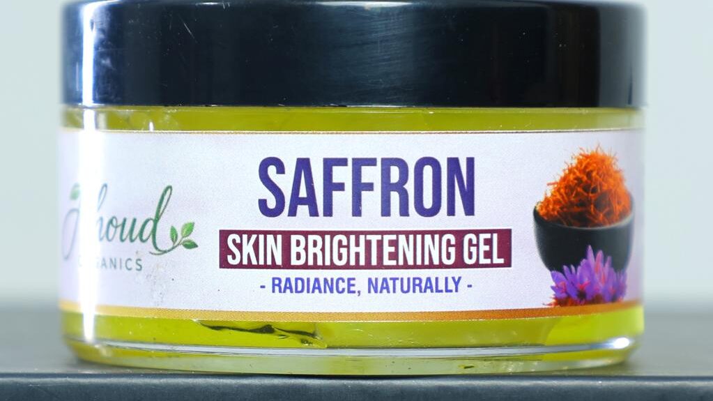 Saffron Skin Brightening Gel with natural saffron extract for skin brightening, hydration, and healthy glow