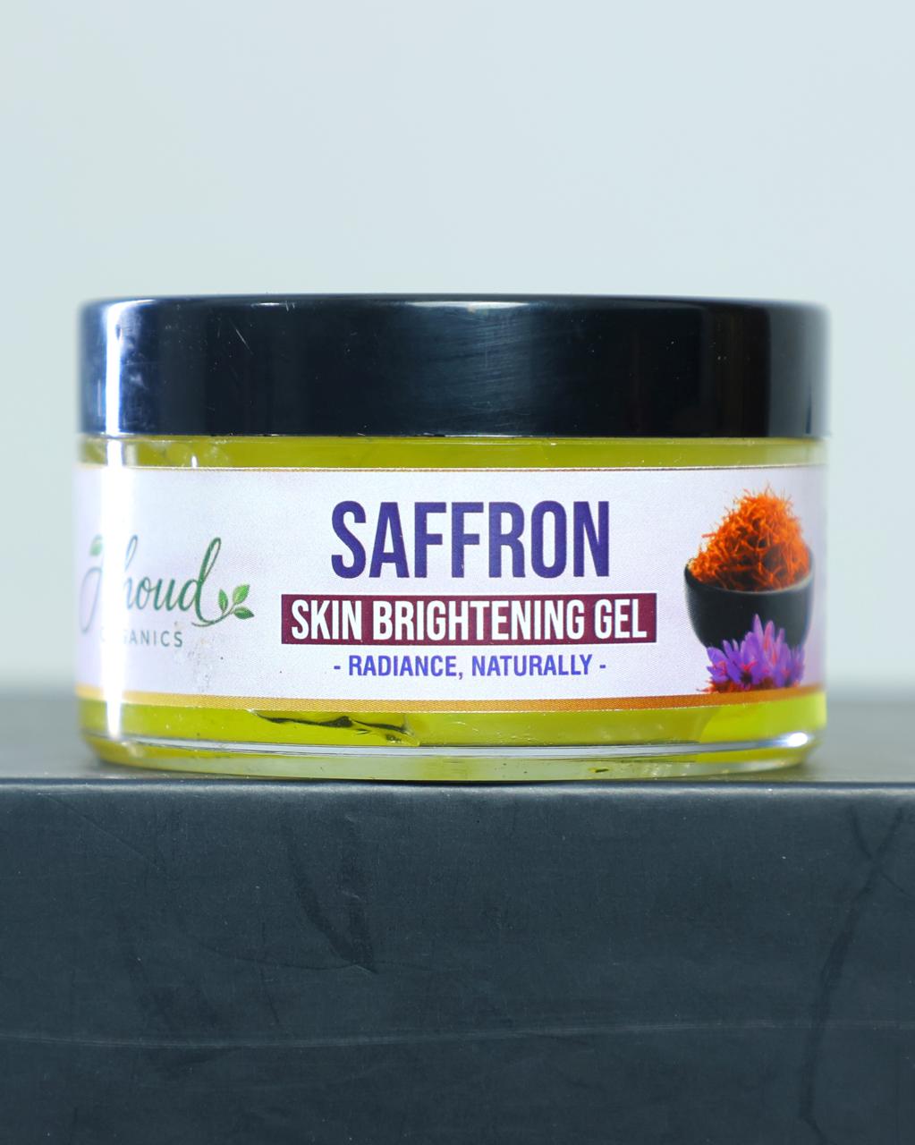 Saffron Skin Brightening Gel with natural saffron extract for skin brightening, hydration, and healthy glow
